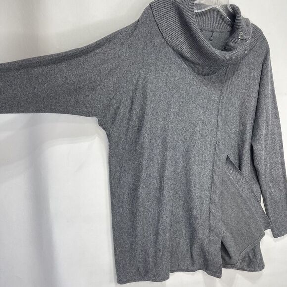 JM Collection Sweater Womens Size L Gray Crossover Turtleneck Dolman Sleeve - Picture 8 of 11